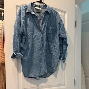LOFT Light Blue Denim Button-Up Shirt